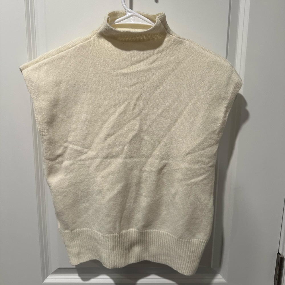 Cream Turtleneck Sweater with Relaxed Fit